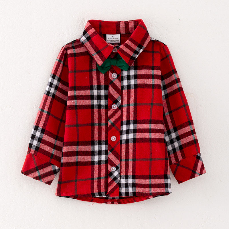 （In Stock G22-4-3 G8-2-1）Boys Christmas Red Plaid Shirt