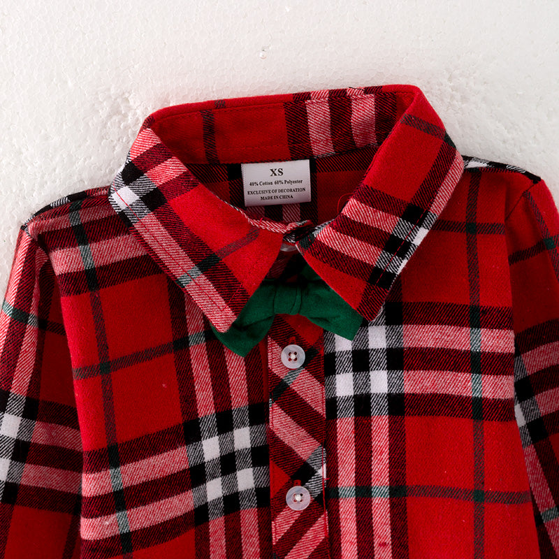 （In Stock G22-4-3 G8-2-1）Boys Christmas Red Plaid Shirt