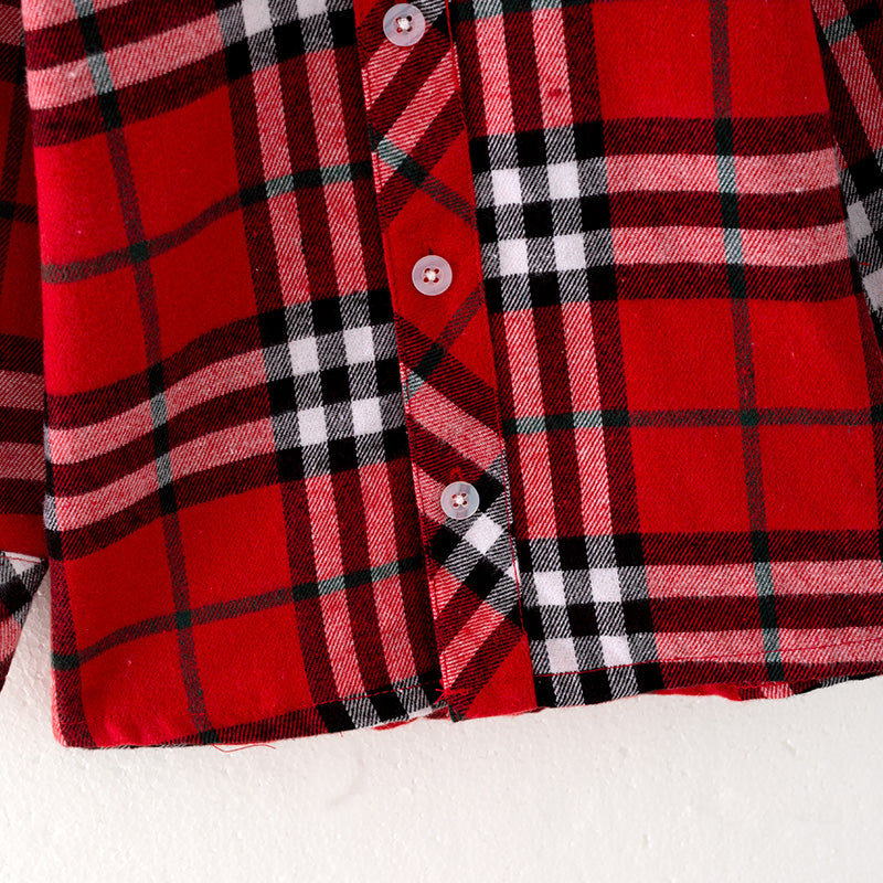 （In Stock G22-4-3 G8-2-1）Boys Christmas Red Plaid Shirt