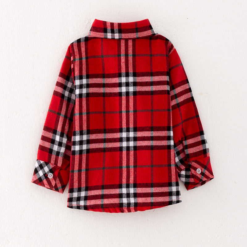 （In Stock G22-4-3 G8-2-1）Boys Christmas Red Plaid Shirt