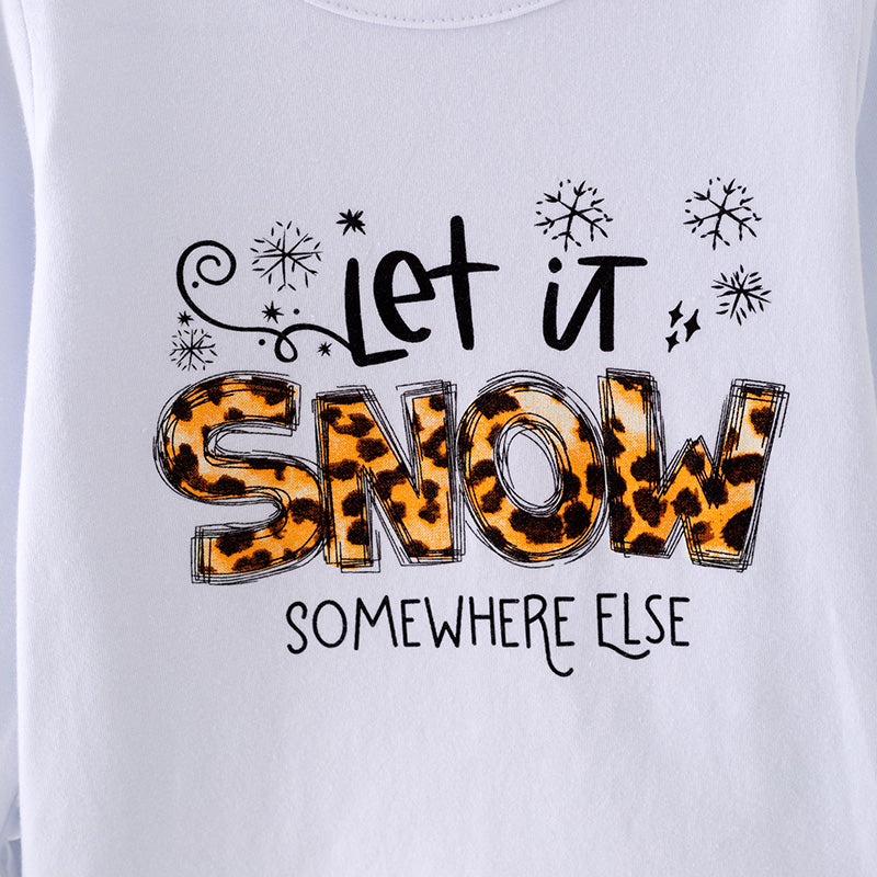 （In Stock L25-1-2）Girls Christmas Let It Snow Print Outfit Set