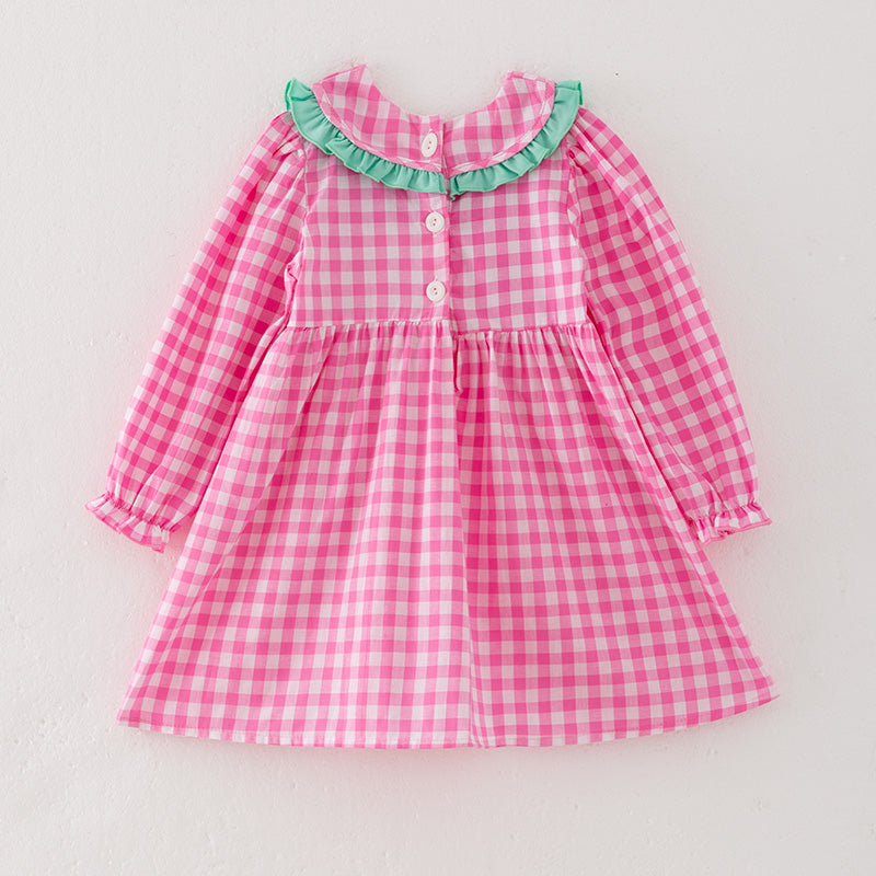 （In Stock L21-4-2）Girls Christmas Embroidery Smocked Dress