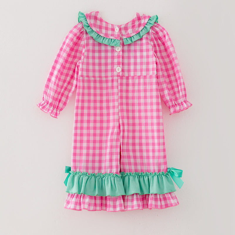 （In Stock L7-1-1）Baby Girls Christmas Embroidery Smocked Romper