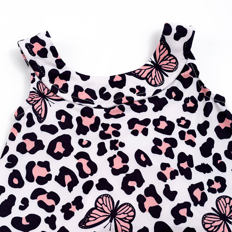 Girls Infant Pink Leopard Butterfly Print Shorts Set