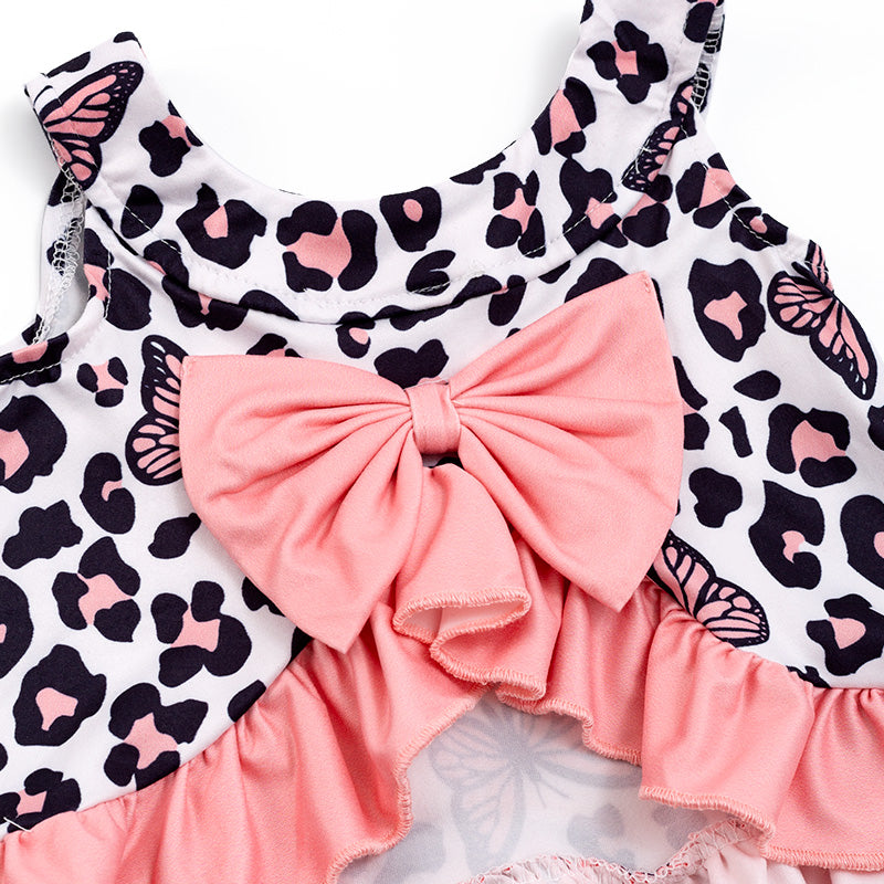 Girls Infant Pink Leopard Butterfly Print Shorts Set