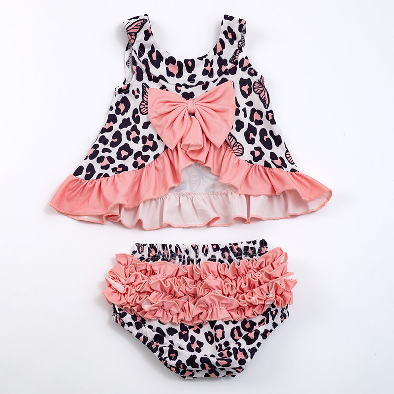 Girls Infant Pink Leopard Butterfly Print Shorts Set