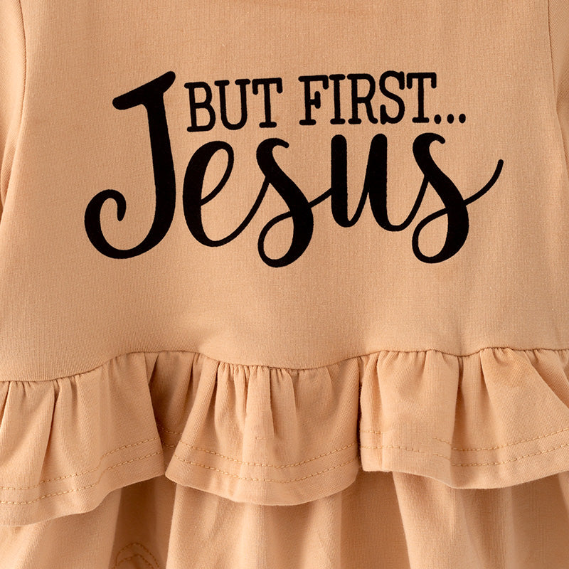 （In Stock Q11-3-1）Girls Fall Jesus Print Outfit Set