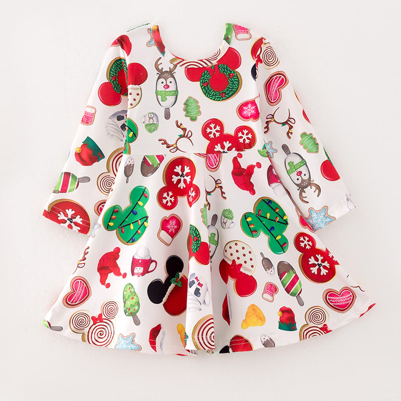 （In Stock G9-3-2）Girls Christmas Print Dress