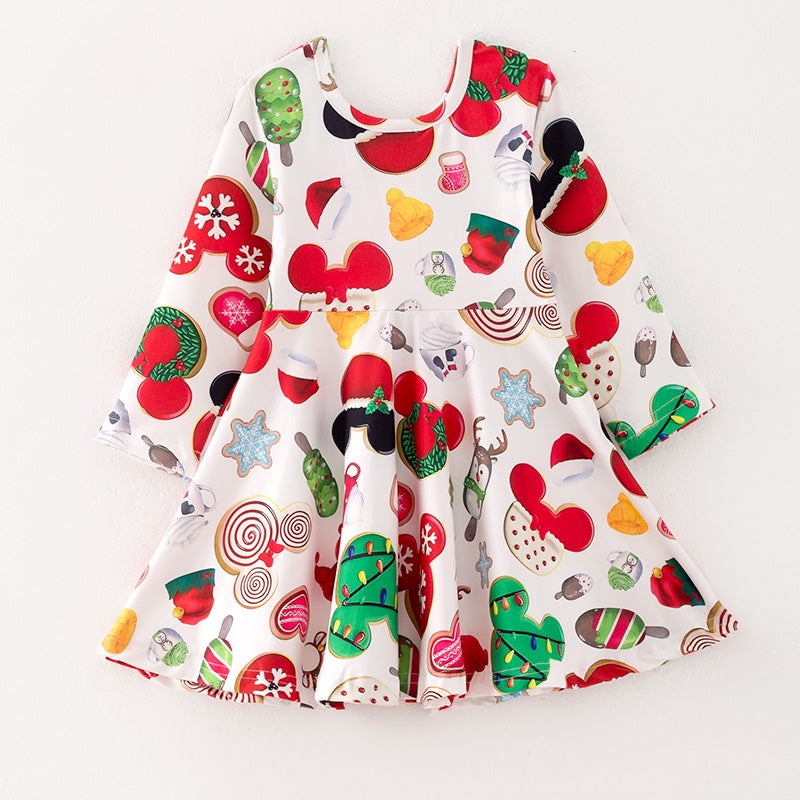 （In Stock G9-3-2）Girls Christmas Print Dress