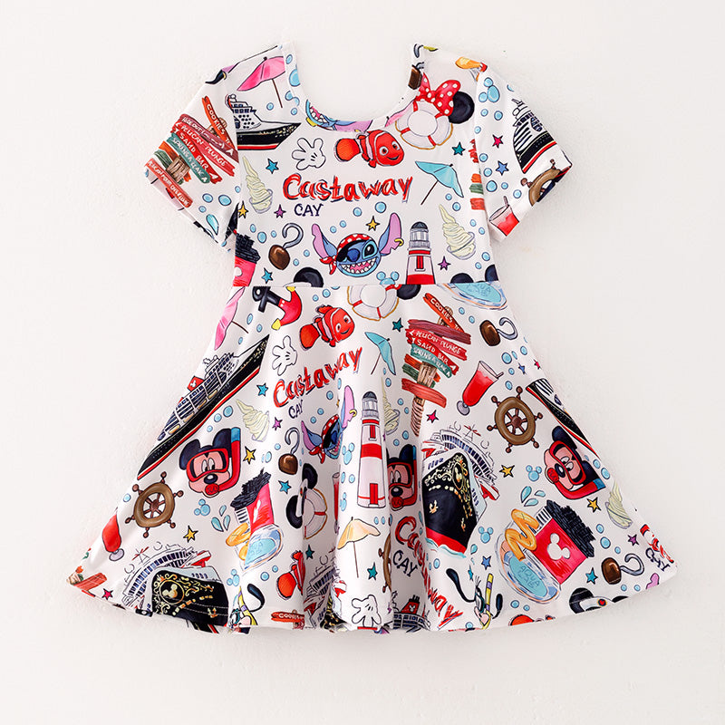 （In Stock Q7-6-2）Girls Cute Cartoon Print Dress