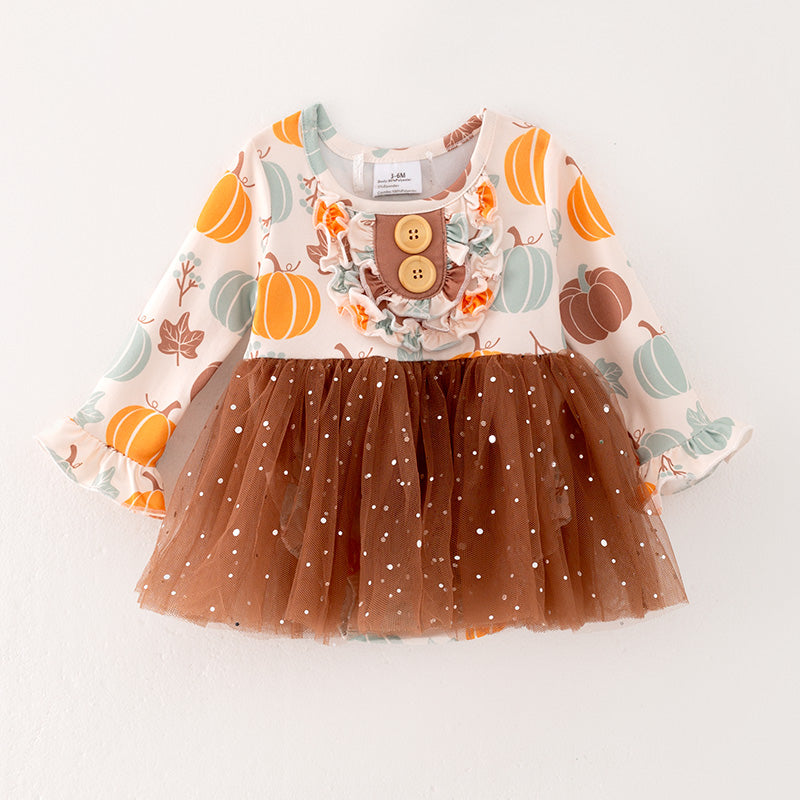 （In Stock Q12-4-1）Baby Girls Thanksgiving Print Romper