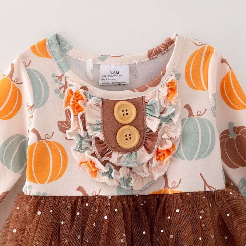 （In Stock Q12-4-1）Baby Girls Thanksgiving Print Romper