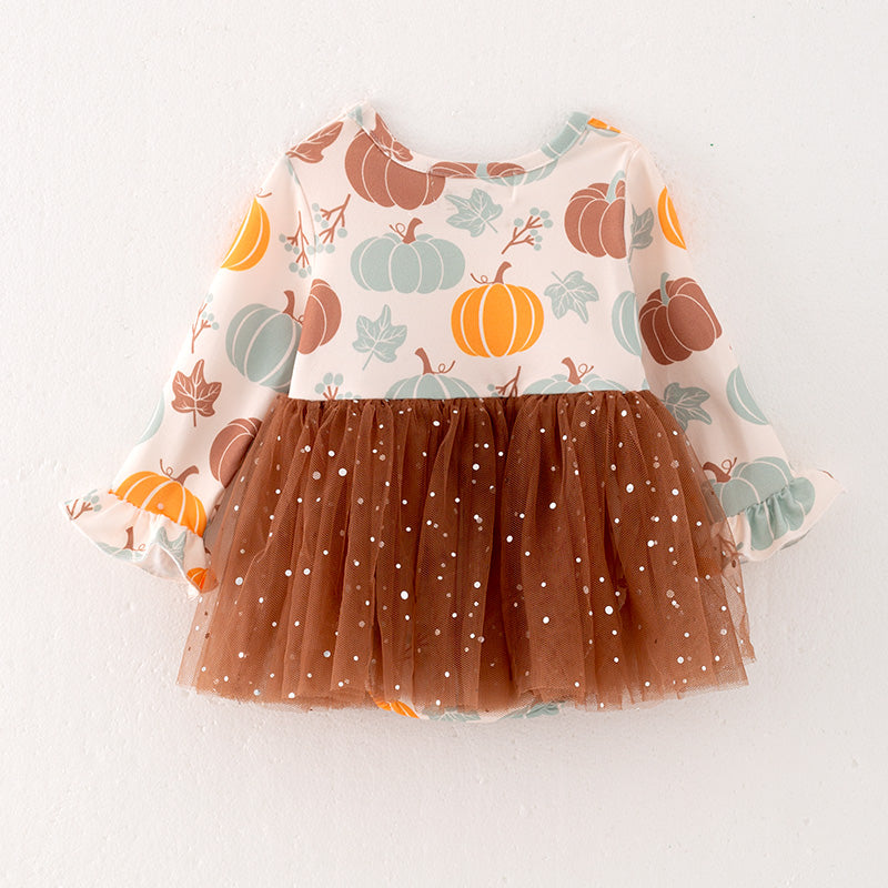 （In Stock Q12-4-1）Baby Girls Thanksgiving Print Romper