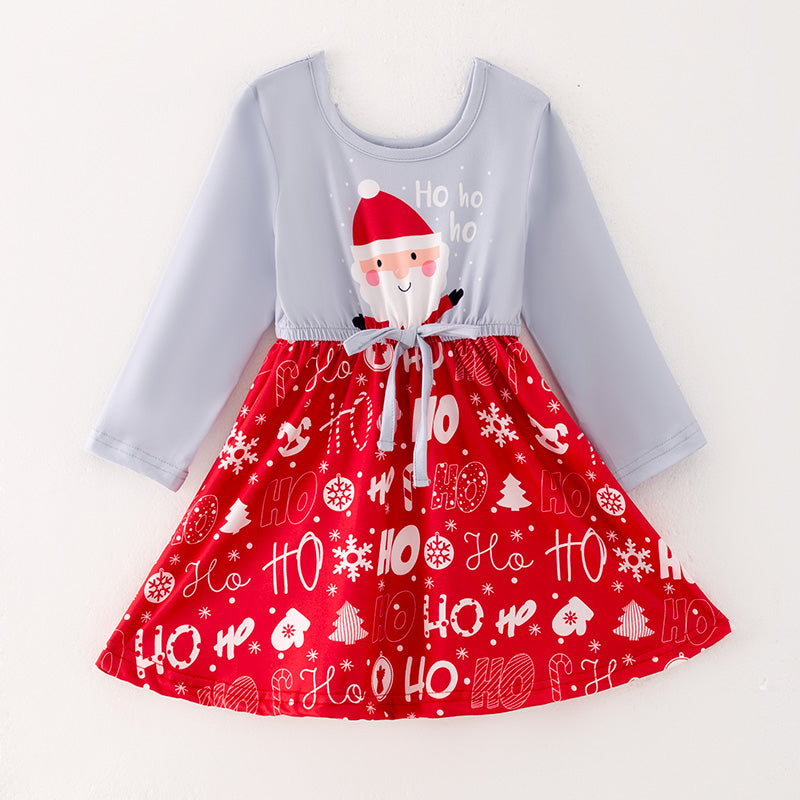 （In Stock Q11-1-1）Girls Christmas Print Dress