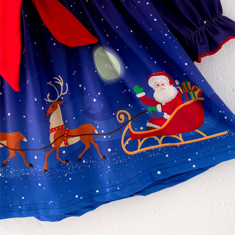 （In Stock Q11-5-1）Girls Christmas Print Dress