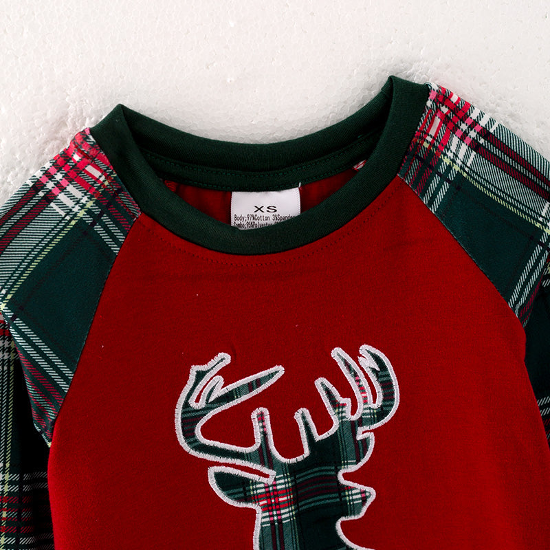 （In Stock G9-1-2）Boys Christmas Elk Applique Cotton Top