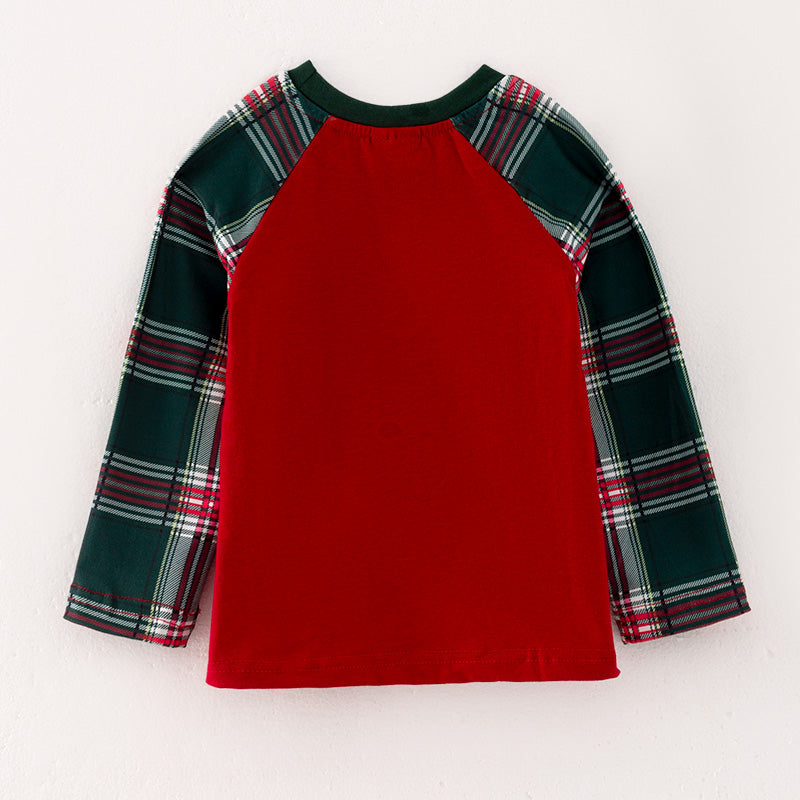 （In Stock G9-1-2）Boys Christmas Elk Applique Cotton Top