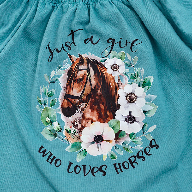 Girls Jade Horse Pint Sequins Shorts Set