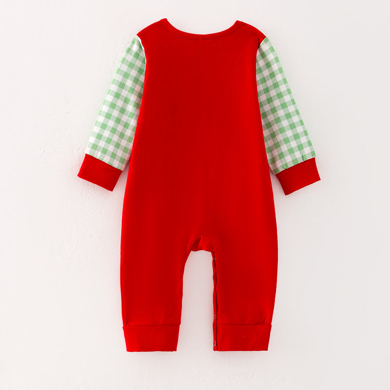 （In Stock G7-3-3）One Pack(6 Pieces total) Sale Baby Boys Christmas Embroidery Cotton Romper