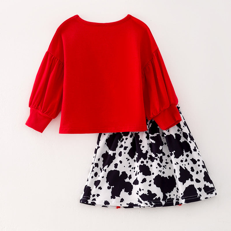 （In Stock G7-5-1）Girls Christmas Print Skirt Set