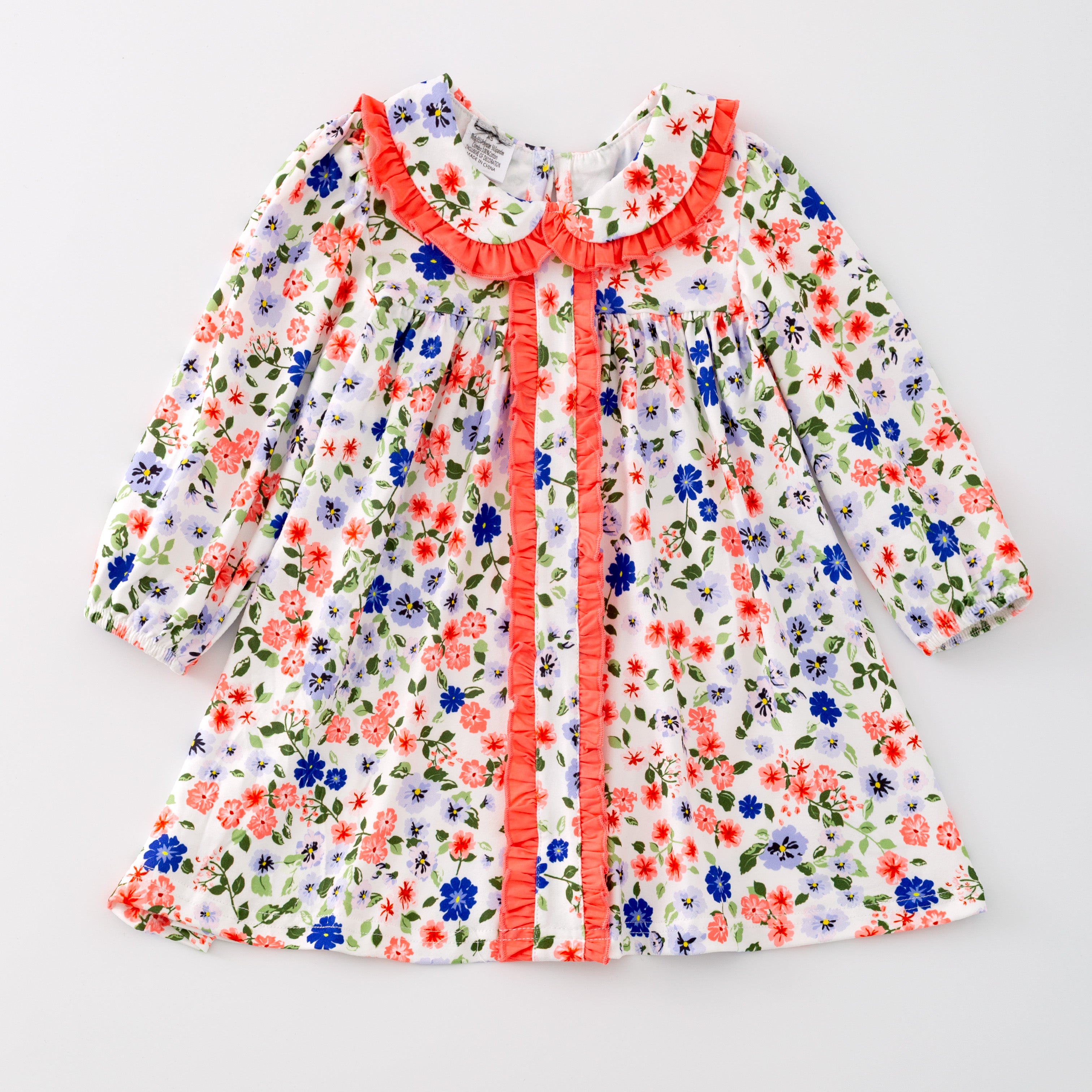 (In Stock G28-04-03 G21-04-03)Girls Little Flower Print Milk Silk Dress