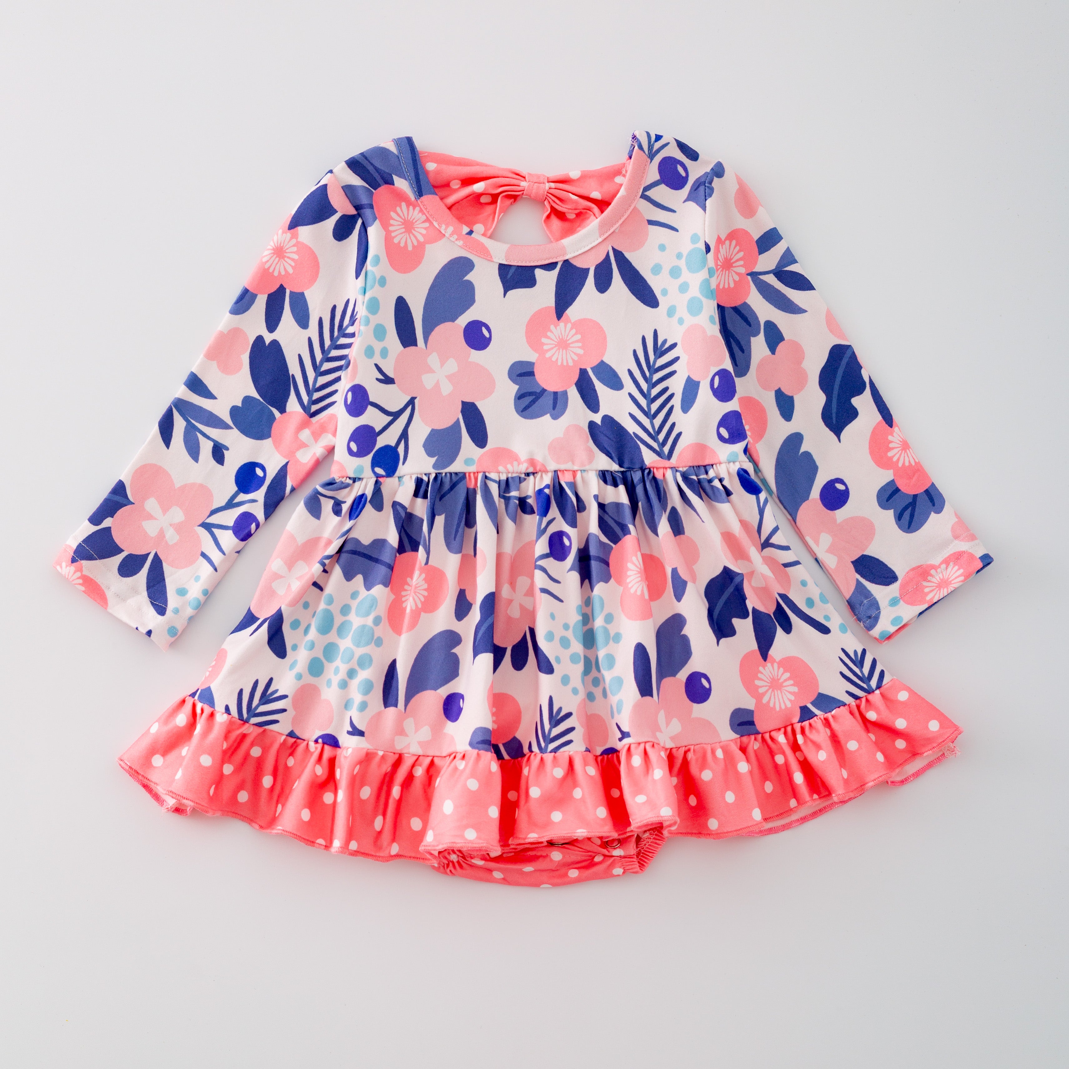 (In Stock G31-03-01)Baby Girls Pink Flower Print Milk Silk Infant Dress