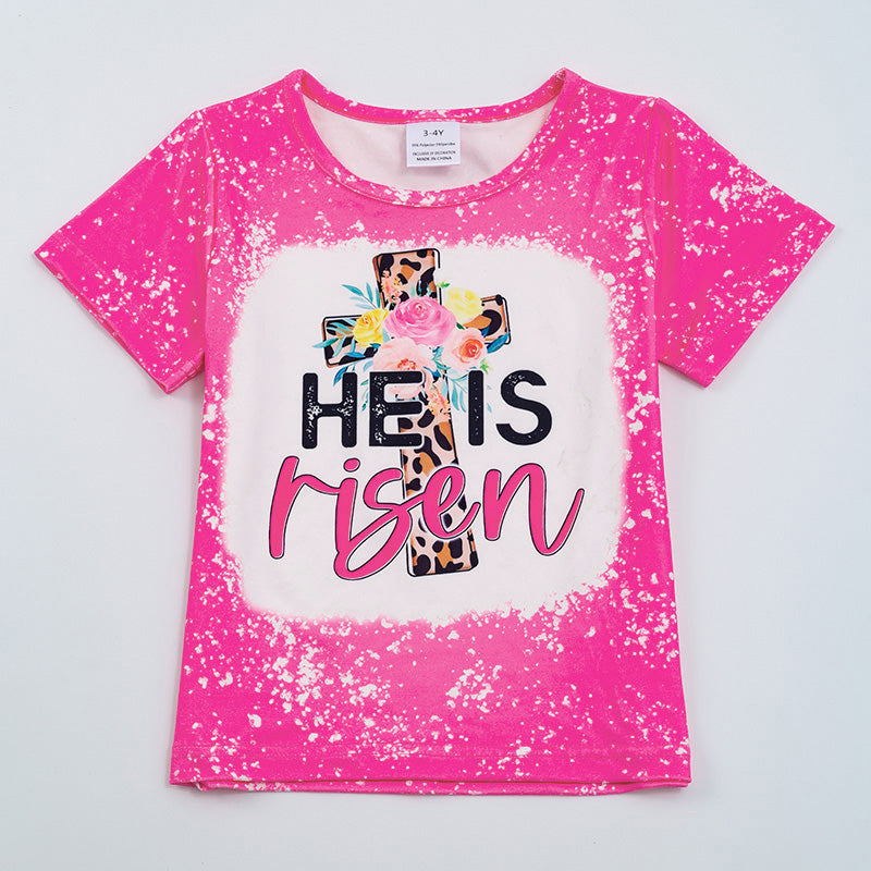 Flower Letters Leopard Cross Print T-shirt