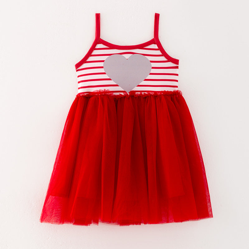 （In Stock L33-5-3）Girls Valentine's Day Print Tulle Dress