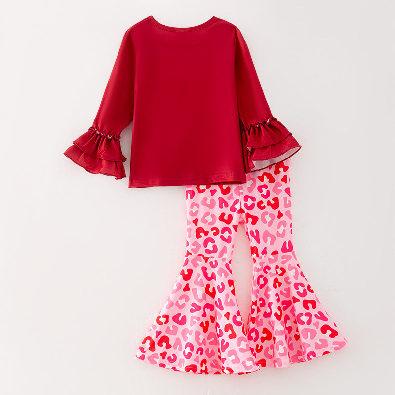 （In Stock G22-1-1）One Pack(8 Pieces total) Sale Girls Valentine's Day Print Outfit Set