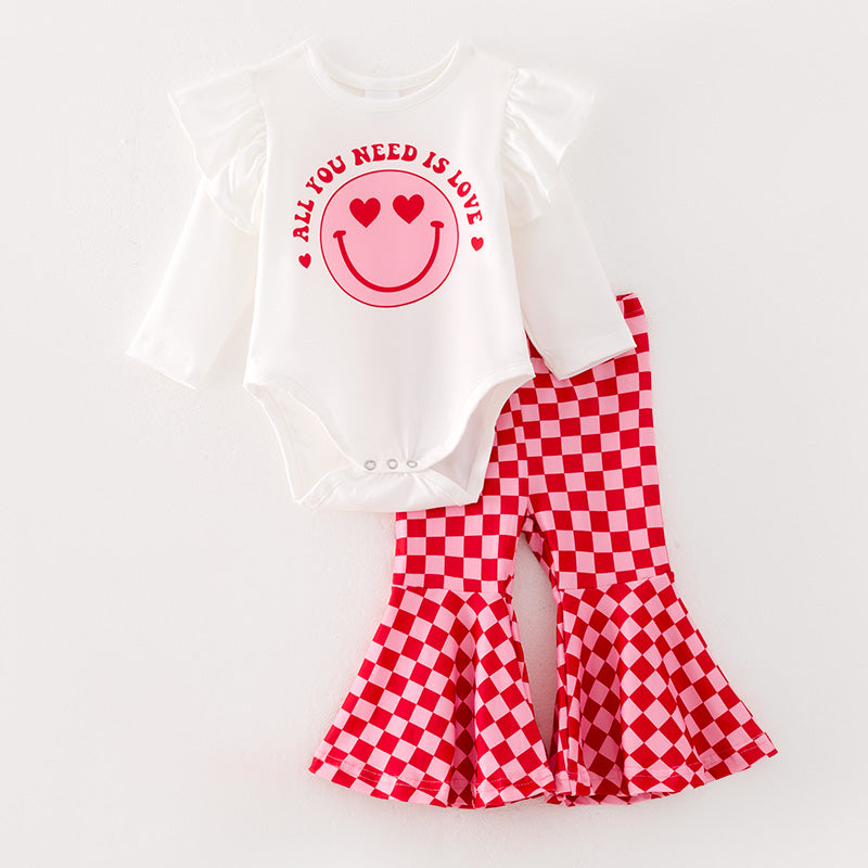 （In Stock L12-4-3）Baby Girls Valentine's Day Print Romper