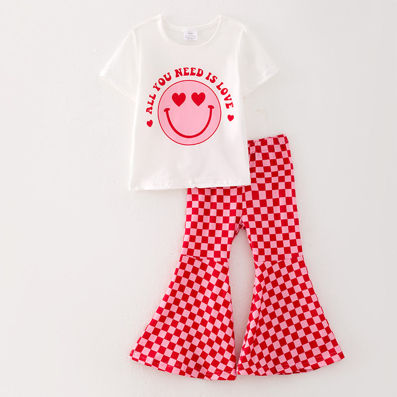 （In Stock G22-1-1）Girls Valentine's Day Print Outfit Set