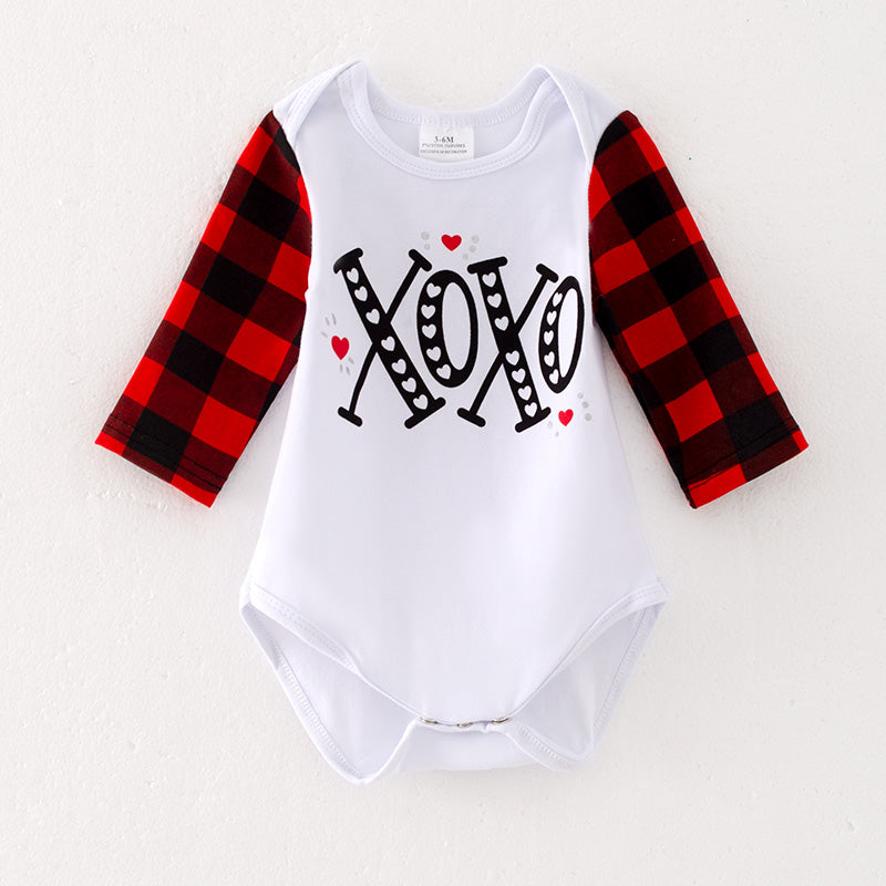 （In Stock L13-1-2）Baby Unisex Valentine's Day Print Romper