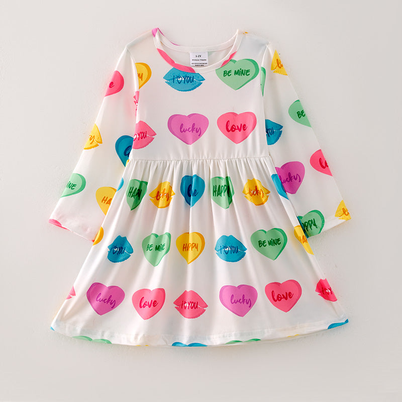 （In Stock G23-4-3）Girls Valentine's Day Print Dress