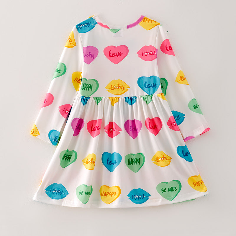 （In Stock G23-4-3）Girls Valentine's Day Print Dress