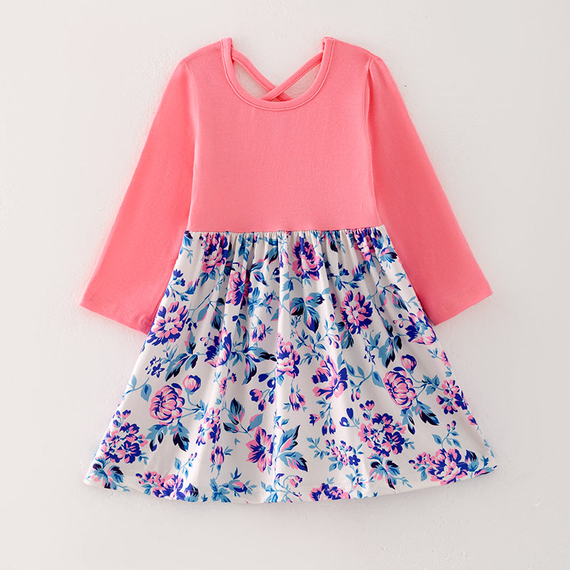 （In Stock L33-1-1）Girls Fall Floral Print Dress