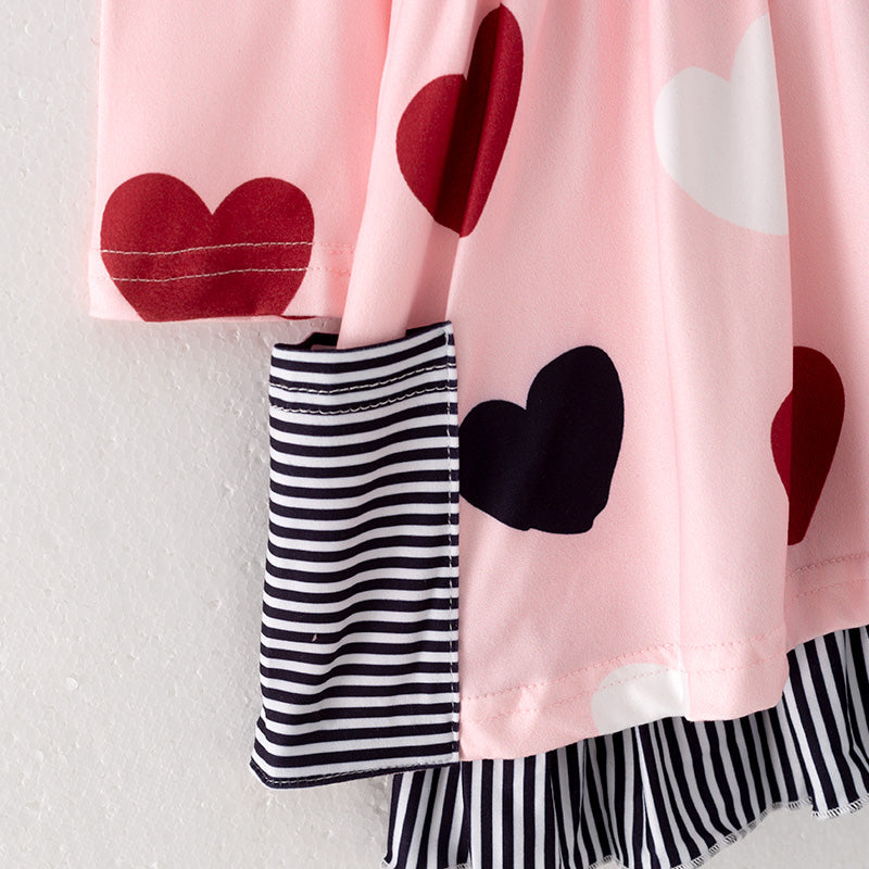 （In Stock G22-5-3）Girls Valentine's Day Heart Print Dress