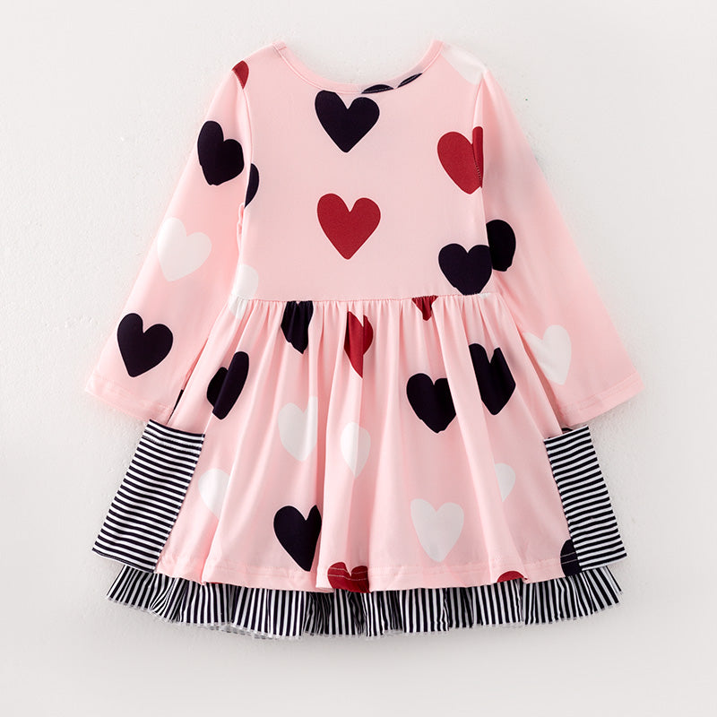 （In Stock G22-5-3）Girls Valentine's Day Heart Print Dress