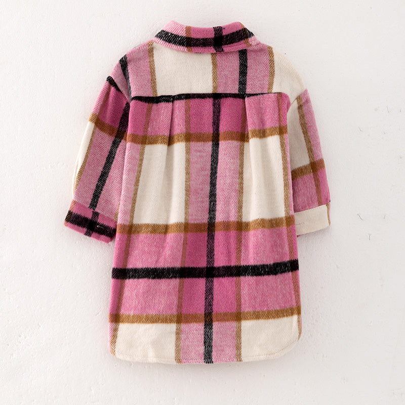 （In Stock L32-5-2）Mommy and Me Fall and Winter Pink Plaid Coat