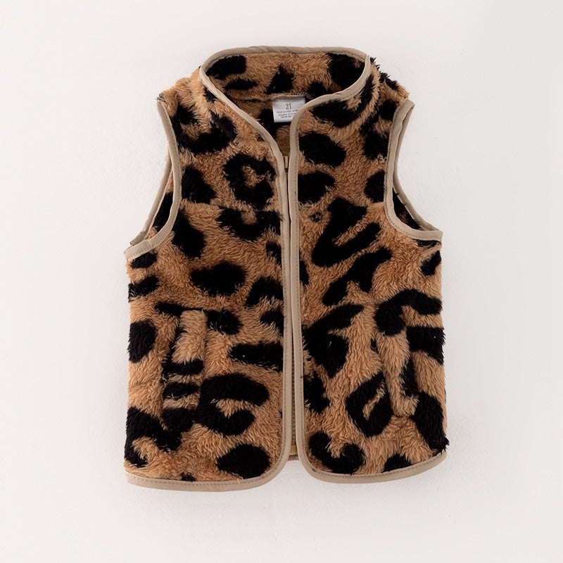 （In Stock L1-5-3）Mommy and Me Fall Leopard Print Vest