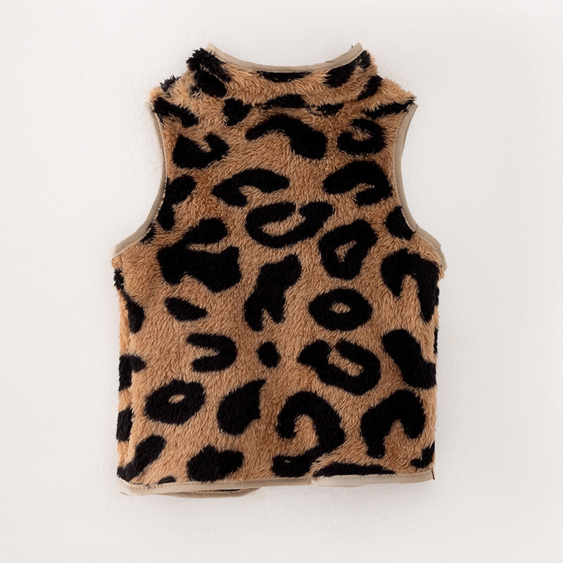 （In Stock L1-5-3）Mommy and Me Fall Leopard Print Vest