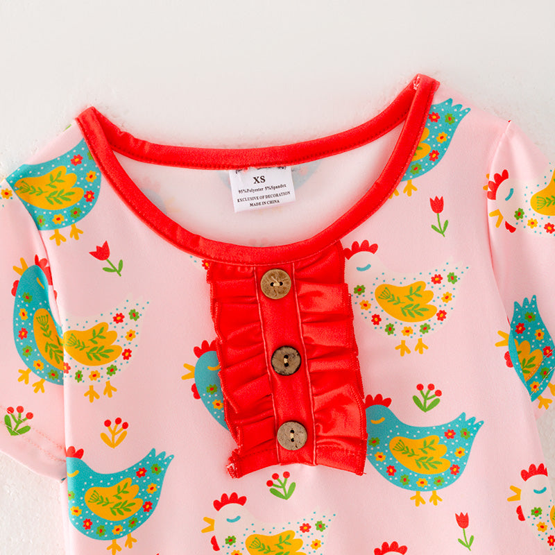 Kids Summer Cute Chick Print Pajamas