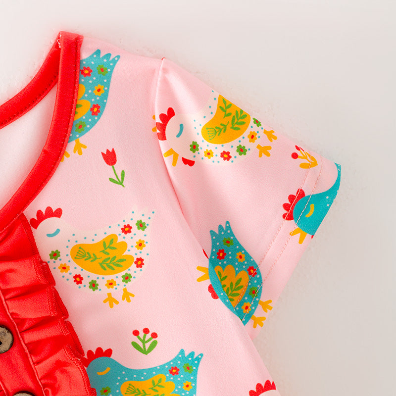 Kids Summer Cute Chick Print Pajamas