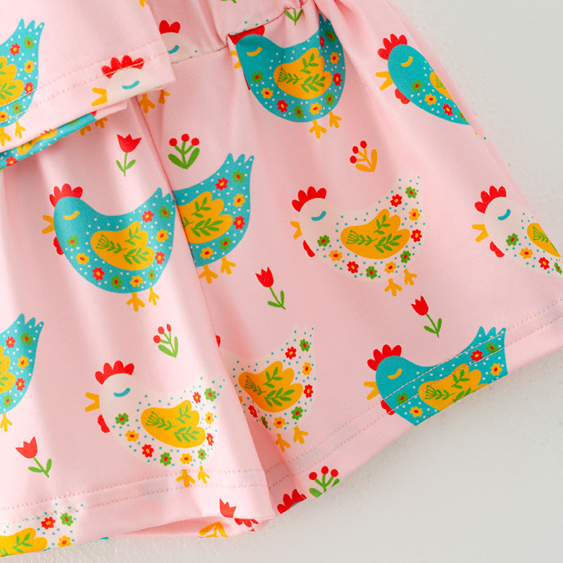 Kids Summer Cute Chick Print Pajamas