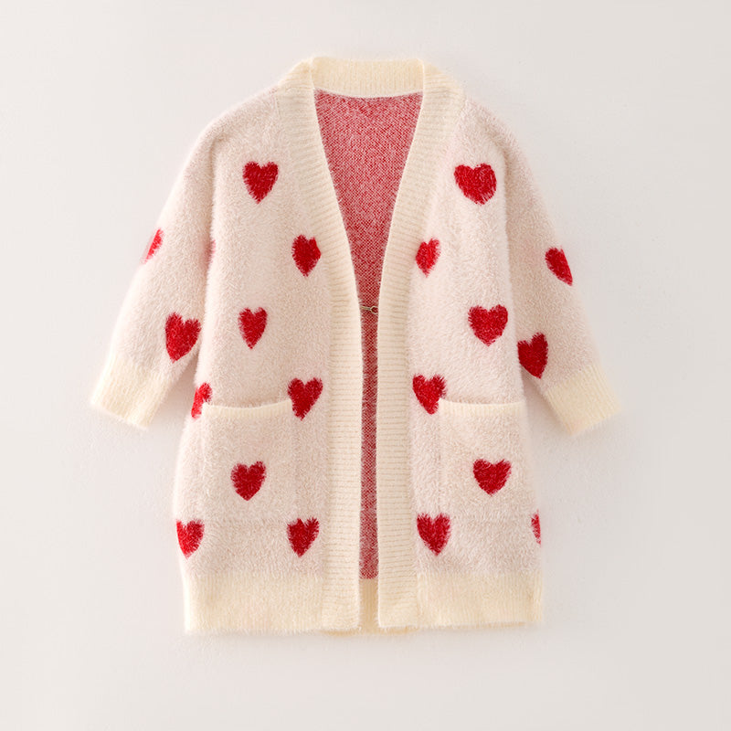 （In Stock L19-2-3 L18-3-3）Mommy and Me Valentine's Day Love Sweater Cardigan