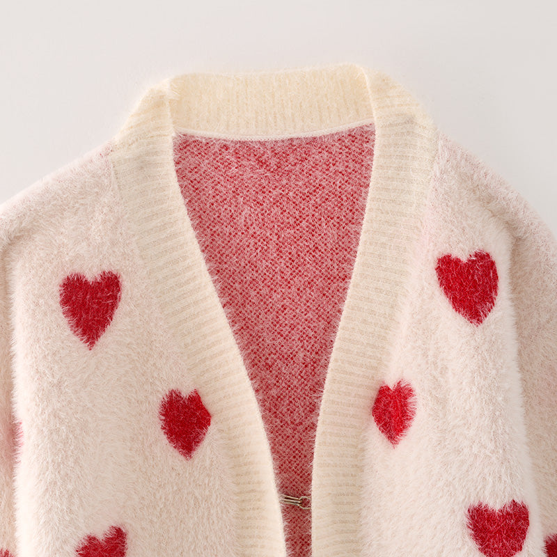 （In Stock L19-2-3 L18-3-3）Mommy and Me Valentine's Day Love Sweater Cardigan