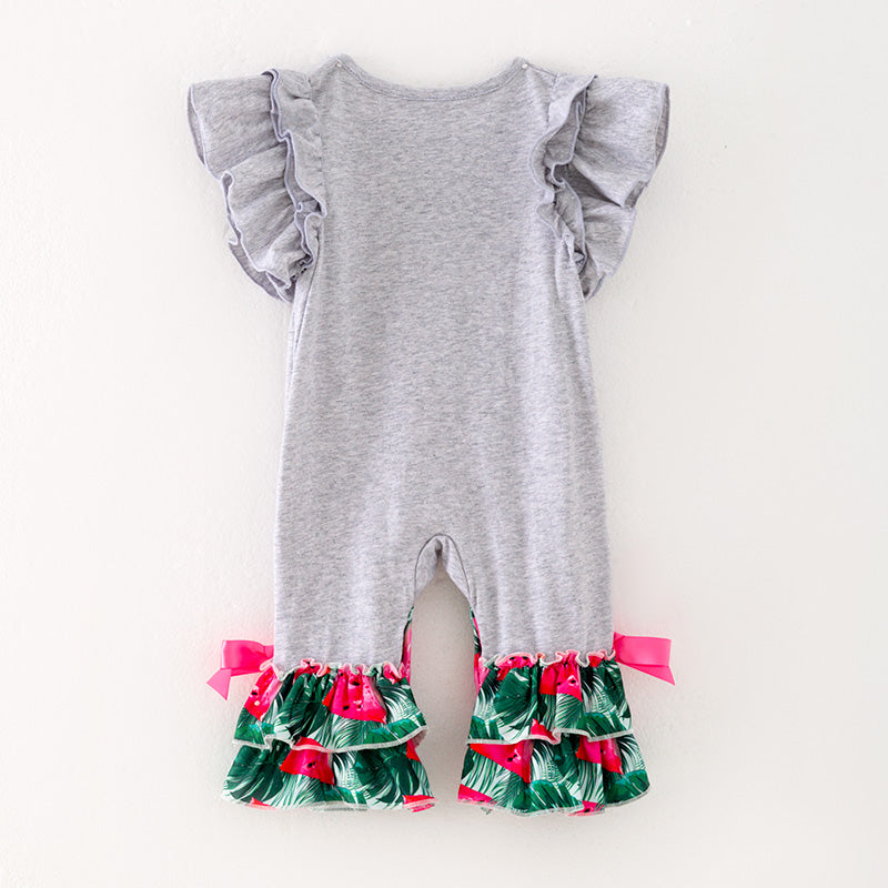 Baby Girls Grey Ruffled Infant Romper