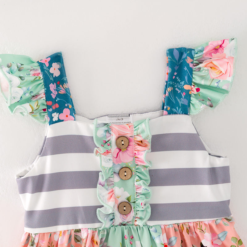 Girls Colorful Floral Print Short Set