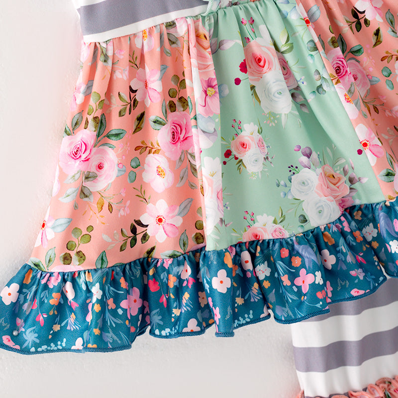 Girls Colorful Floral Print Short Set