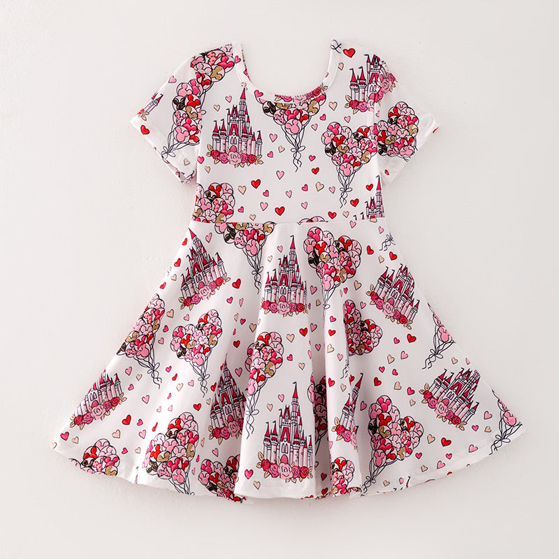 （In Stock Q8-5-2）Girls Valentine's Day Print Dress