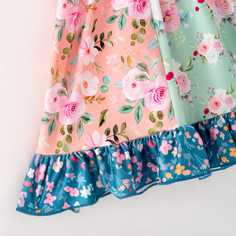 Girls Colorful Floral Print Dress